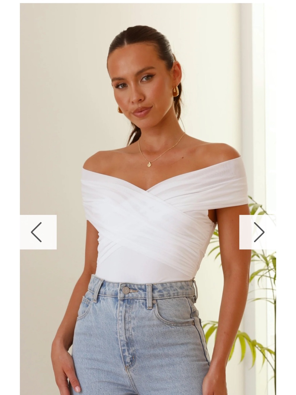 Billy J White Off-Shoulder Wrap Bodysuit - Women Tops